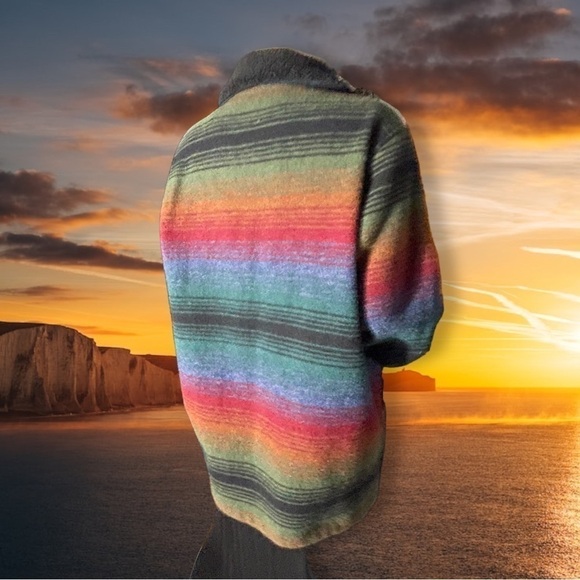 VINTAGE Woolrich Multi Ombre 17165 Rainbow Wool Barn Coat Size Medium - Picture 11 of 16